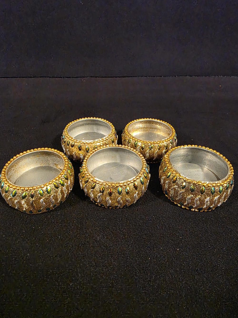 Pier 1 Gold Jeweled Tea Light Holders (Set)